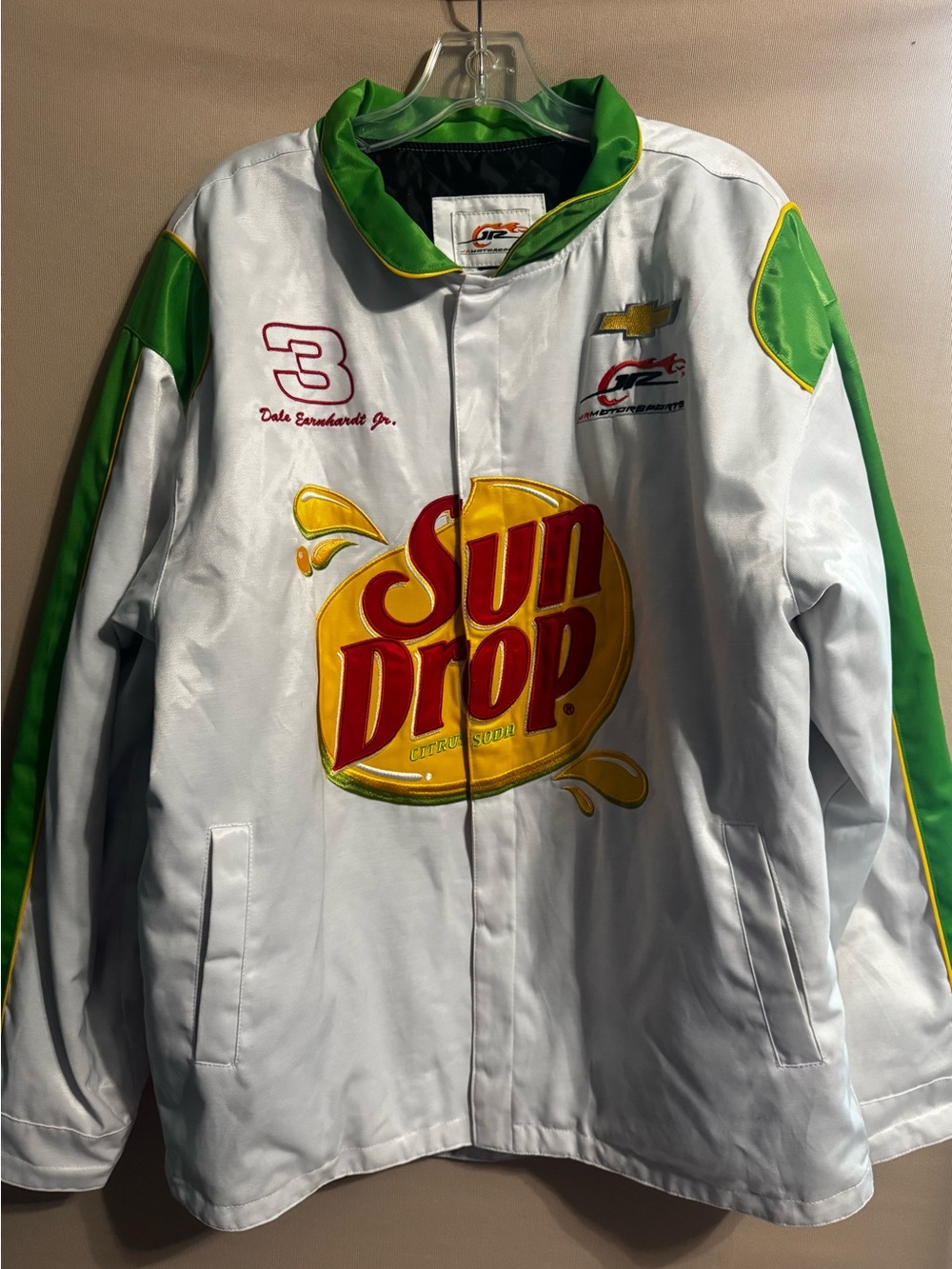 Sun Drop Racing Jacket in White & Green – Official Dale Earnhardt Jr. Design